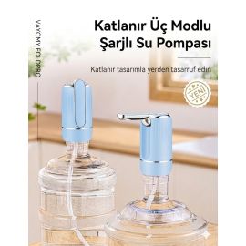 Vayomy SmartFold Katlanabilir Şarjlı Damacana Pompası - Akıllı Ölçülü Otomatik Dokunmatik Su Pompası (Yeni Nesil)