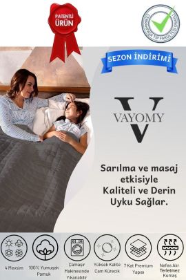 Vayomy Ağırlıklı Battaniye Çocuklar İçin 3 Kg Beyaz 104x152 %100 Pamuk Kumaş Elyaf Dolgulu  4 Mevsim Kullanılabilir