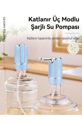 Vayomy SmartFold Katlanabilir Şarjlı Damacana Pompası - Akıllı Ölçülü Otomatik Dokunmatik Su Pompası (Yeni Nesil)