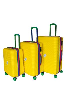 Vayomy Colors PP Line Kabin Orta Büyük Boy Sarı 3'lü Valiz Seti 2 Yıl Garantili