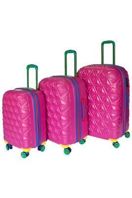 Vayomy Colors ABS Piramit Orta Boy Pembe Valiz 2 Yıl Garantili