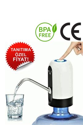 Vayomy Şarjlı Otomatik Damacana Su Pompası Tek Motorlu Beyaz Renk (BPA IÇERMEZ ,CE BELGELİDİR)